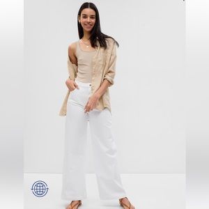 Gap White Wide Leg Jeans - High Rise Stride Ankle